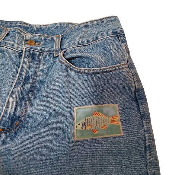 Vintage 90s Gazoz Jeans Size 5 Boho High Waist Sea Life Nautical Ocean Patchwork - Picture 3 of 12